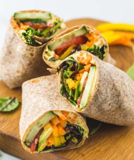 Small Vegan Wrap Avocado, Hummus, Salsa, Carrot, Pepper, Onion and Lettuce